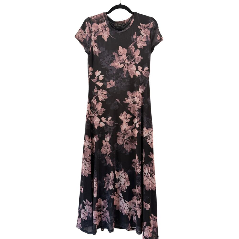 Rachel Zoe Black and Purple Floral Slip Dress